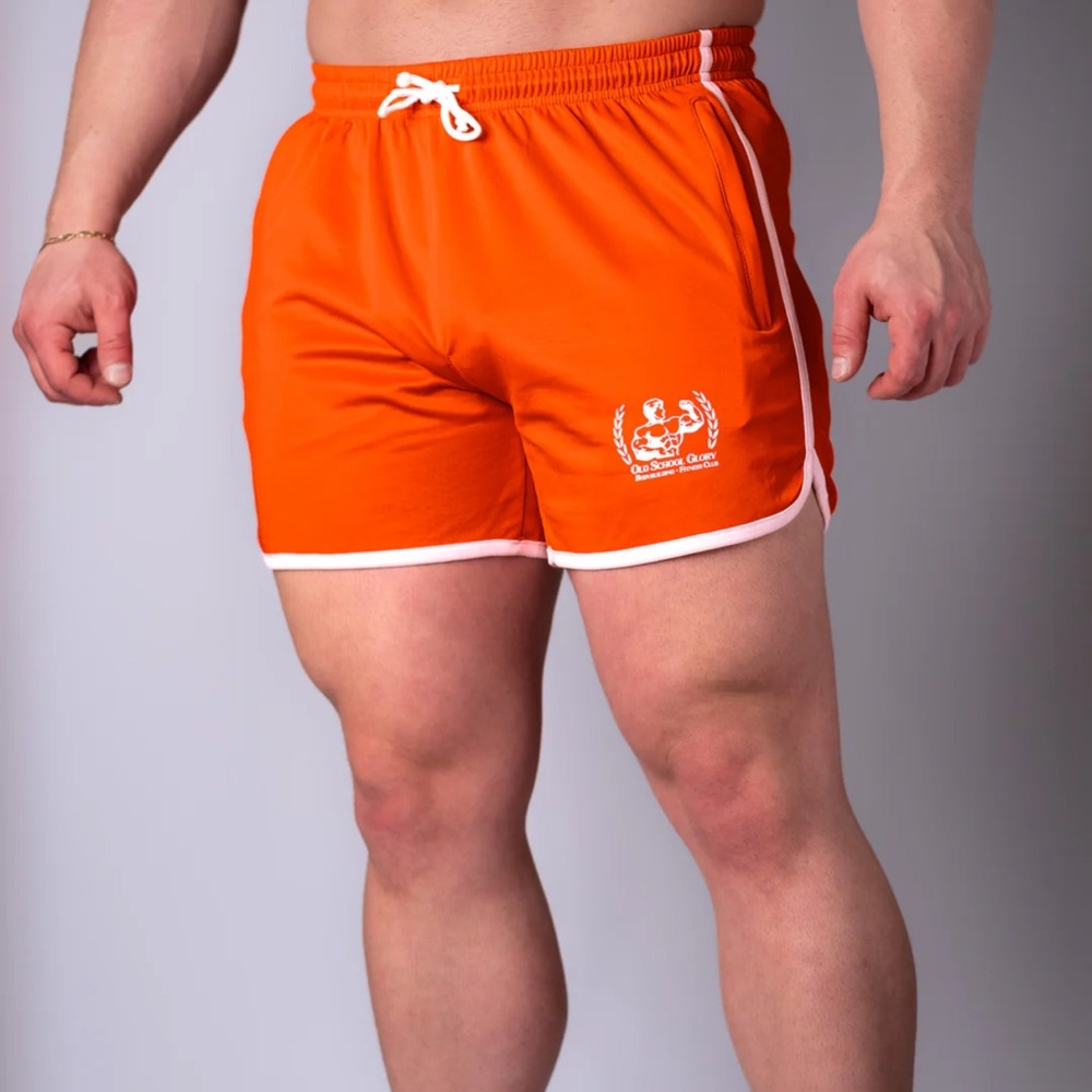 Old School Glory Bright Orange Athletic Shorts with White Trim - Picture 8 of 8
